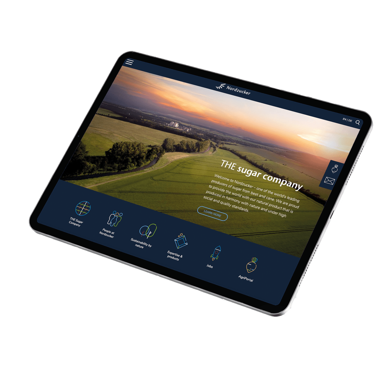 Website Nordzucker AG Big-picture-concept iPad