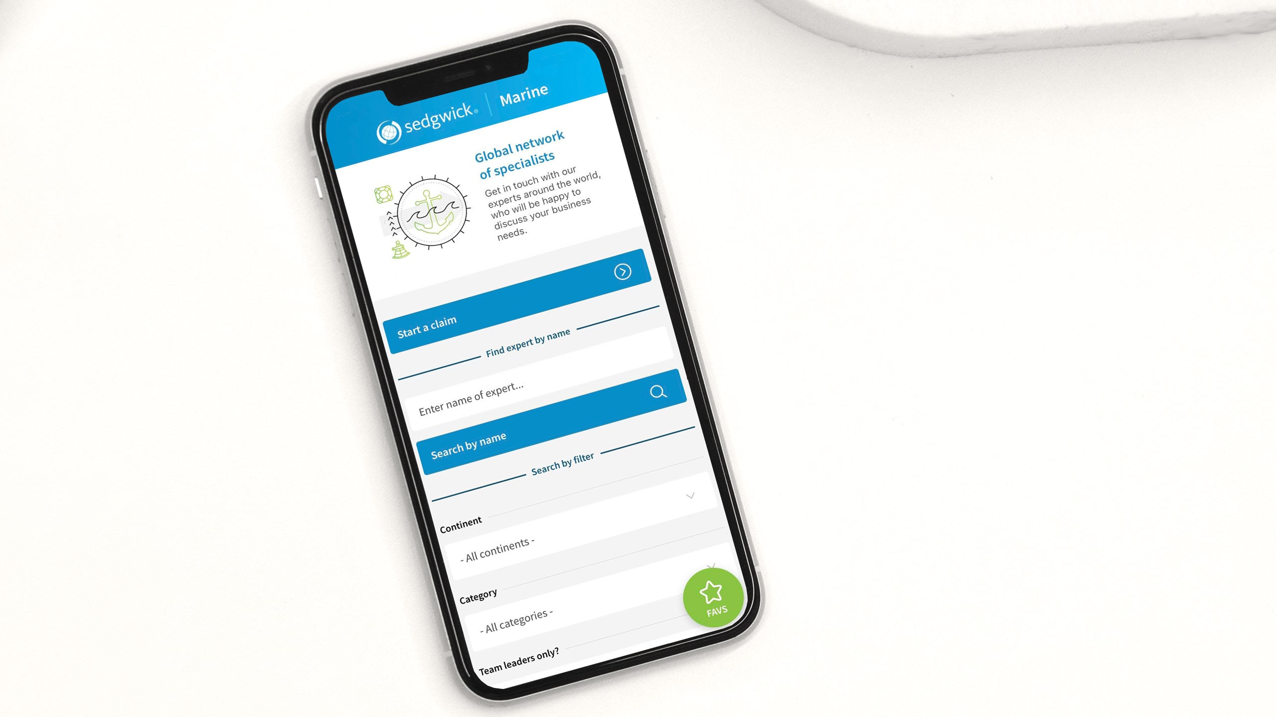Kontaktbildschirm Sedgwick App